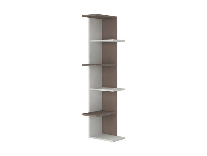 Livetastic Bücherwand, Weiss, Mokka, Holzwerkstoff, 5 Fächer, 37x141x24 cm, Wohnzimmer, Regal, Bücherregale