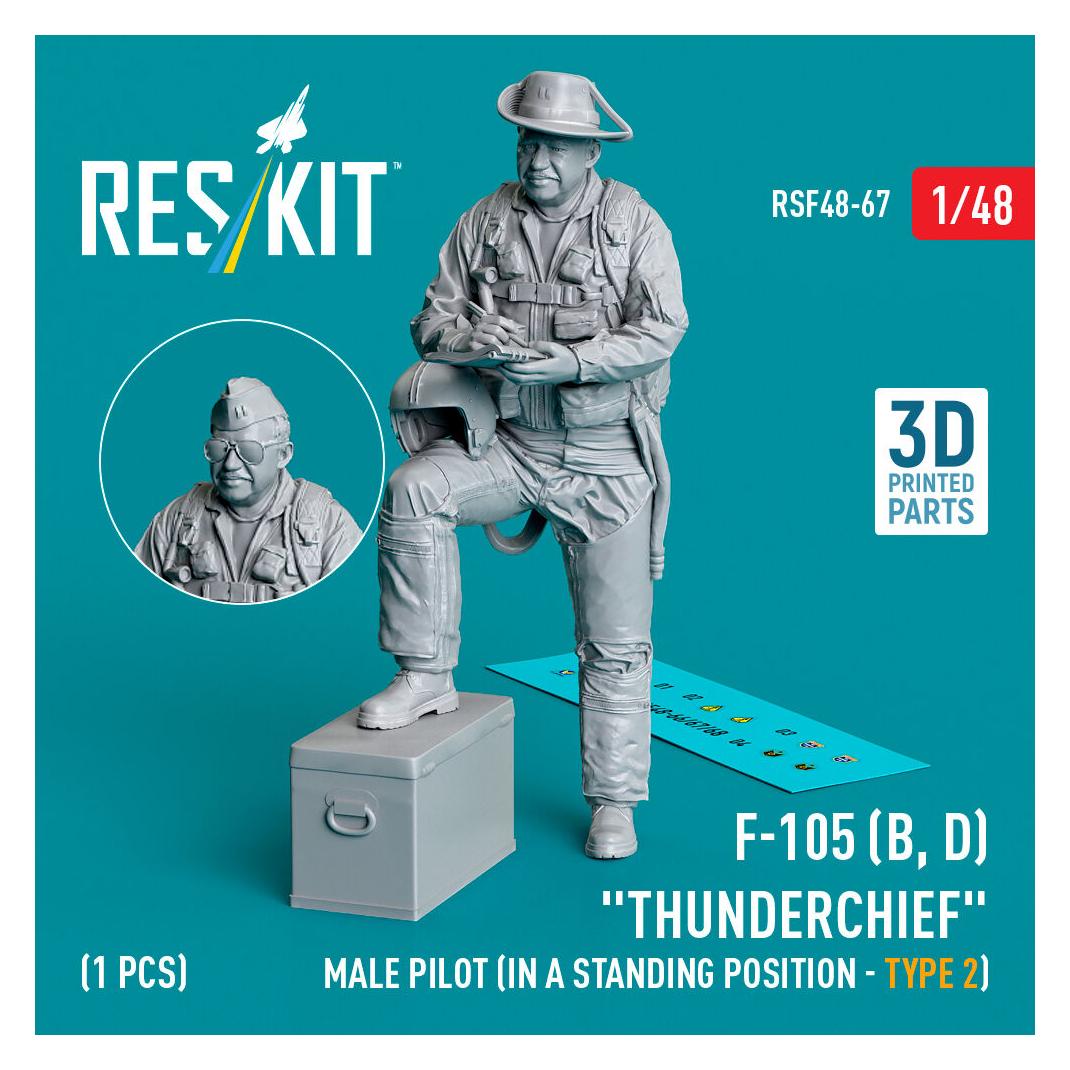 ResKit F-105 (D,F,G) Thunderchief male pilot (in a standing position - type 2) (1 pcs) (3D Printed) (RSF48-0067)