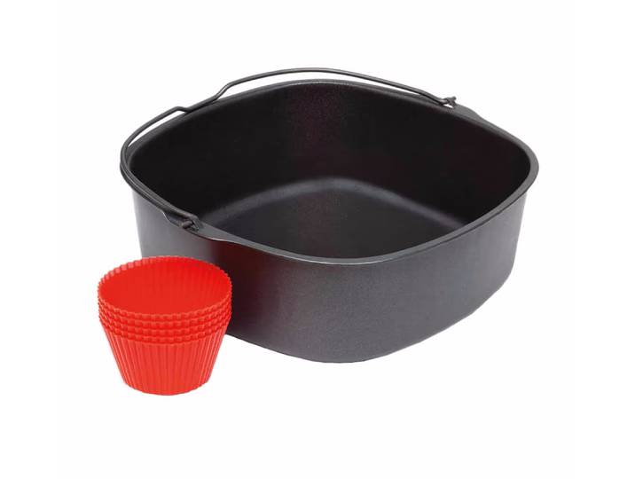 Philips HD9925/01 Airfryer Zuberhör Set Zubehörset 3-teilig – Backutensilien/Backform – schwarz / rot