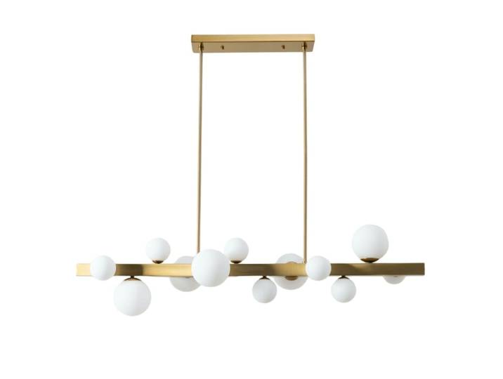 Suspension en verre doré / laiton 110 cm