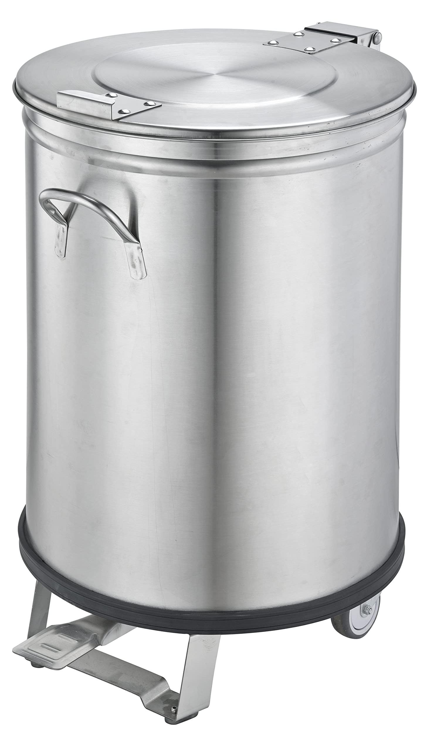 Abfalleimer mit Pedal, 50 L, Silber, mit Rädern