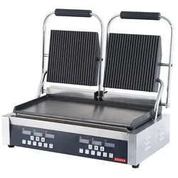Ristoattrezzature Professionelle elektrische digitale Doppel-Sandwichplatte gerippt/glatt 57x37x21h cm