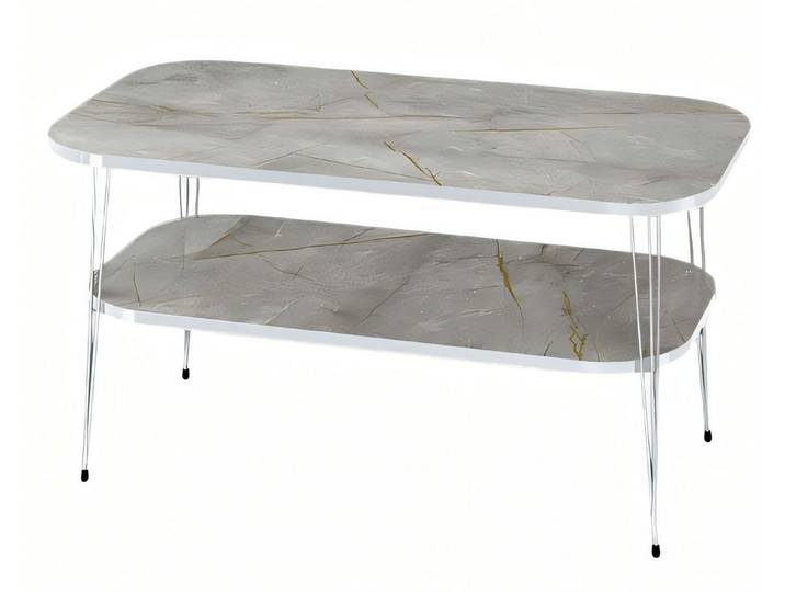 Xlmoebel Couchtisch Grauer Couchtisch aus Holz mit Edelstahlakzenten von XLMOEBEL (Packung, Couchtisch), Made in Europa