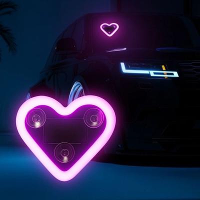 Inspired Finds Heart Shape Solar LED Ambient Light For Car Interior Decor pink