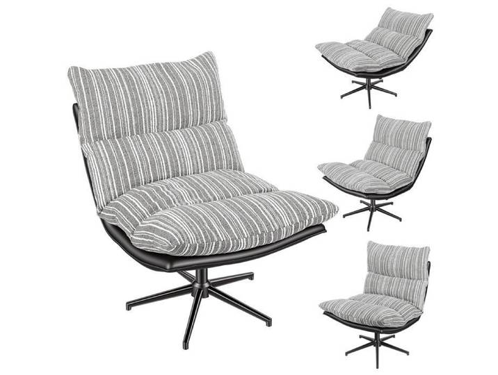 FLASIDU Fauteuil relax confortable pivotant Fauteuil design tissu gris pour salon dossier réglable sur 3 niveaux 1 Coussin
