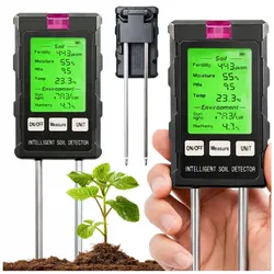 Pflanzenfeuchtigkeitsmesser, Bodenhygrometer 6-in-1, Temperatur-, Licht- und pH-Wert-Messgerät