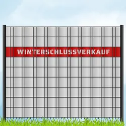 zaun zu® Sichtschutzstreifen Laser Beschriftung "WINTERSCHLUSSVERKAUF" Rot 2,55m