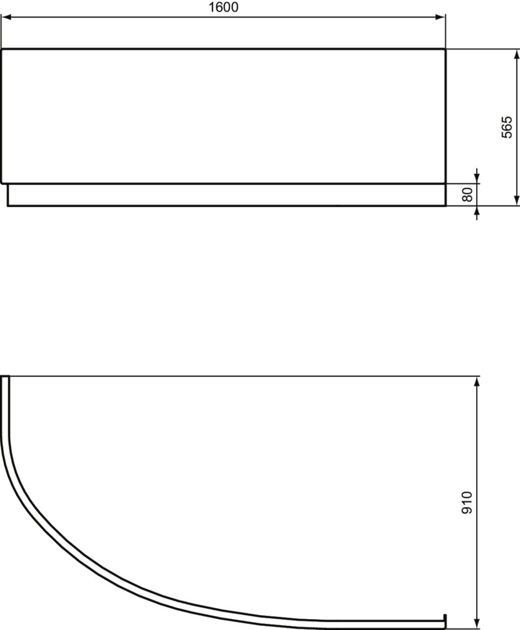 Ideal Standard Schürze Hotline Neu 1600mm, asymmetrisch rechts, Weiß K275901 K275901