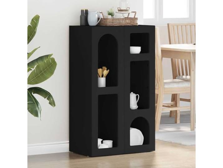 HEFZGDB Moderne Anrichte für Esszimmer & Praktische Anrichte für Wohnzimmer - Weiße aus Holzwerkstoff mit pflegeleichter Oberfläche und mit Regalen zur Aufbewahrung