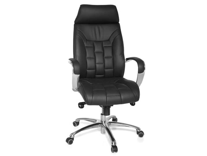 AMSTYLE bureaustoel TURIN echt leer zwart tot 120kg bureaustoel AMSTYLE directiestoel armleuningen draaistoel X-XL