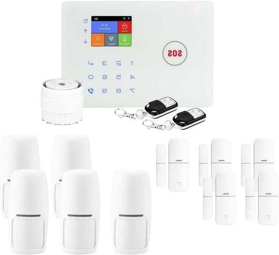 Draadloos Alarmsysteem Hybride WLAN GSM Huisbeveiligingsset Wit - 5 Delen