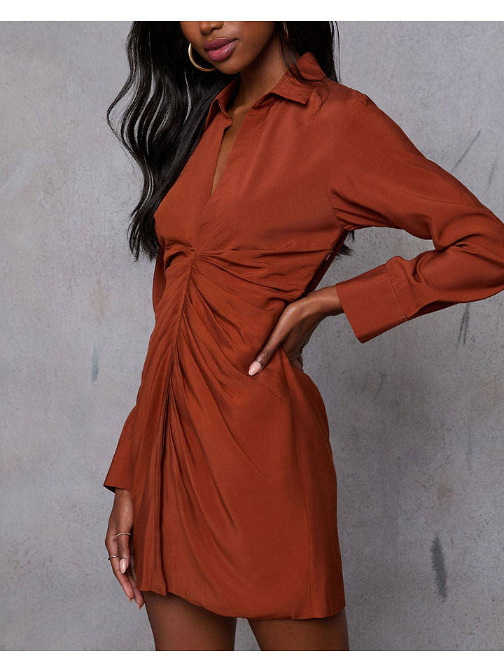 Milan Kiss Kleid in Hellbraun - S