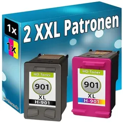 Druckfuxx, Druckerpatrone, SET 2x DRUCKER PATRONEN für HP 901 XL OFFICEJET J4500 J4524 J4535 J4540 J4550