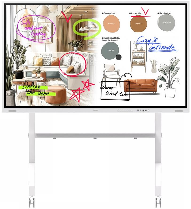 Samsung Flip WM75FX Flipchart 189 cm 75 Zoll inkl. Neomounts FL50-575WH1 MOVE Go XL Rollwagen LH75WMFWLGCXEN+FL50-575WH1