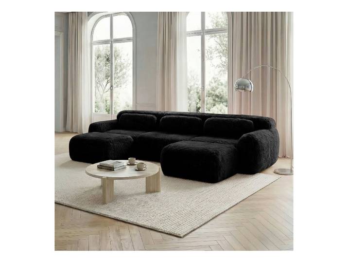 Odikalo Sofa Ecksofa Schlafsofa Modulares Sofa, Plüschstoff, U-förmiges modulares Sofa, Plüschstoff, keine Montage, rutschfester Boden, mit Kissen. Ergonomische Unterstützung, hochelastischer Schaumstoff, geeignet für Wohnzimmer, Schlafzimmer