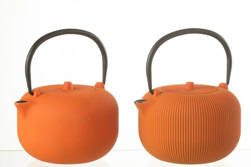 Set van 2 metalen theepotten in oranje