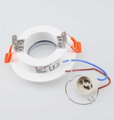 V-Tac Vt-862-Crd Portafaretto Incasso Scomparsa Rotondo Gesso Con Bordo Metallo Cromato Gu10 - Sku 3127
