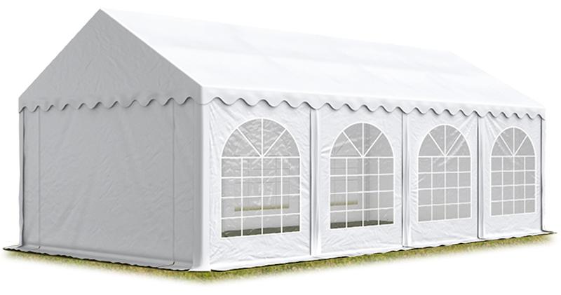 TOOLPORT Hochwertiges Zelt Partyzelt Festzelt 4x8 m PVC weiß wasserdicht schwer entflammbar