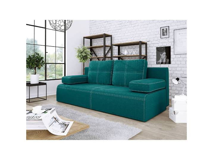 Canapé convertible Corris Turquoise Microfibre Loek 198 x 80 x 86cm Moderne