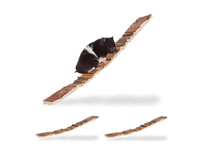 Relaxdays Pont pour Petits rongeurs\, Lot de 3\, à Suspendre\, 1\,5 x 55 x 10 cm\, Jouet Oiseaux\, échelle en Bois\, Nature