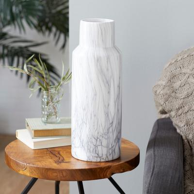 ARCILLA ELEMENTAL White Ceramic Faux Marble Decorative Vase
