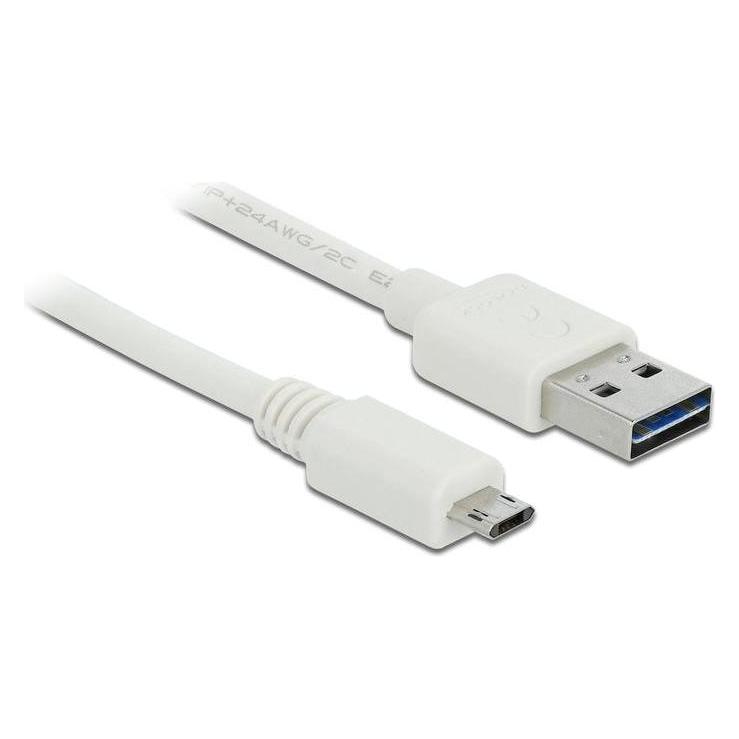 Delock USB2.0-Kabel Easy A-MicroB: 0.5m, weiss (0.50 m, USB 2.0) (84806)