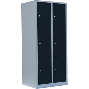 ClassiX Schließfachschrank X-523328, anthrazit, 6 Fächer, Stahl, 80 x 180cm, mit Zylinderschloss