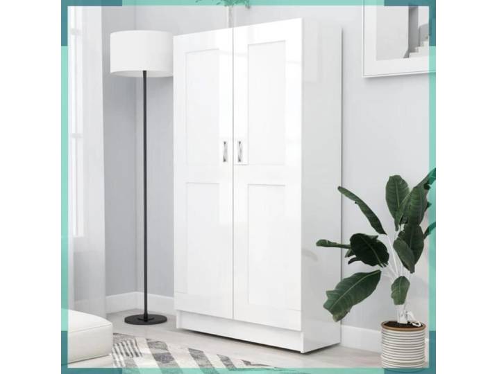ASHATA Bibliothèque Blanc brillant 82 5x30 5x150 cm Bois d'ingénierie -FHE802729