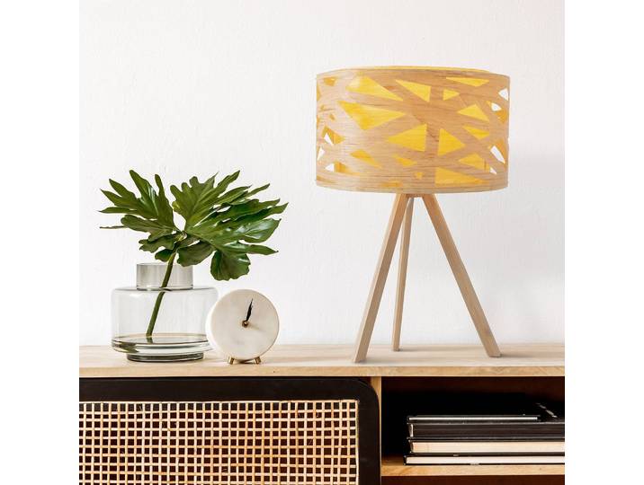Lampe de table Finja 33 x 55 x 33cm Marron Matériau : Bois manufacturé, Matière plastique Surface en bois : Naturel Type de matière synthétique