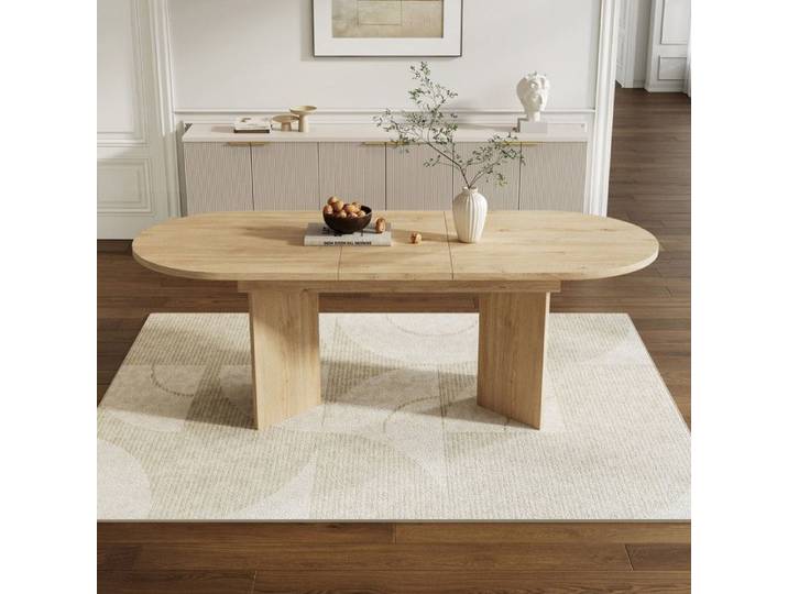 Luscriate - Table à manger extensible 120/160x80cm plateau épais coins arrondis pour 4-6 pers - Chêne