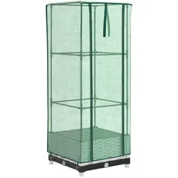 Helloshop26 - Hochbeet/Pflanzkasten mit Abdeckung in Rattanoptik 40 x 40 x 123 cm weiß 02_0038769
