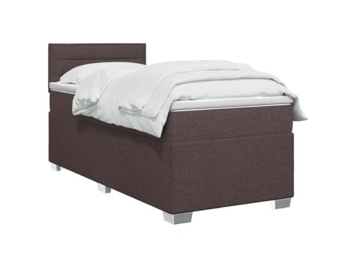 PUGYNBK Boxspringbett, Matratze, Dunkelbraun, 90 x 200 cm Verstellbares Kopfteil, mittlere Festigkeit, Holzlattenbasis, waschbare Bezüge