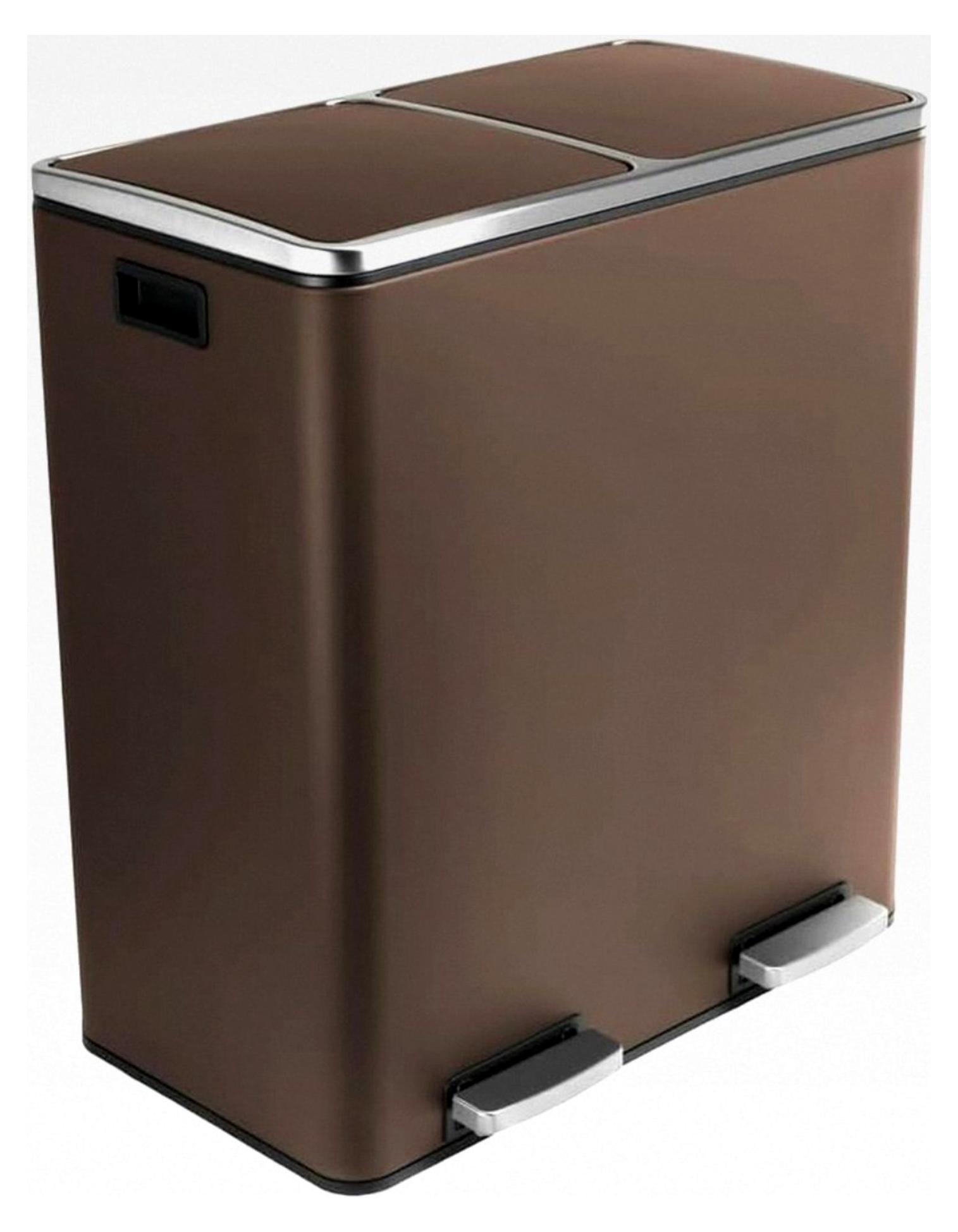 Doppelmülleimer 2x30L aus Edelstahl für Küche und Büro mit Softclose-Deckel