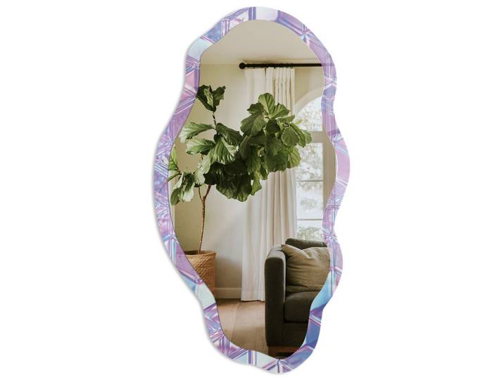 SPIEGEL 90x45 cm asymmetrisch mit Druck - Glaswürfel