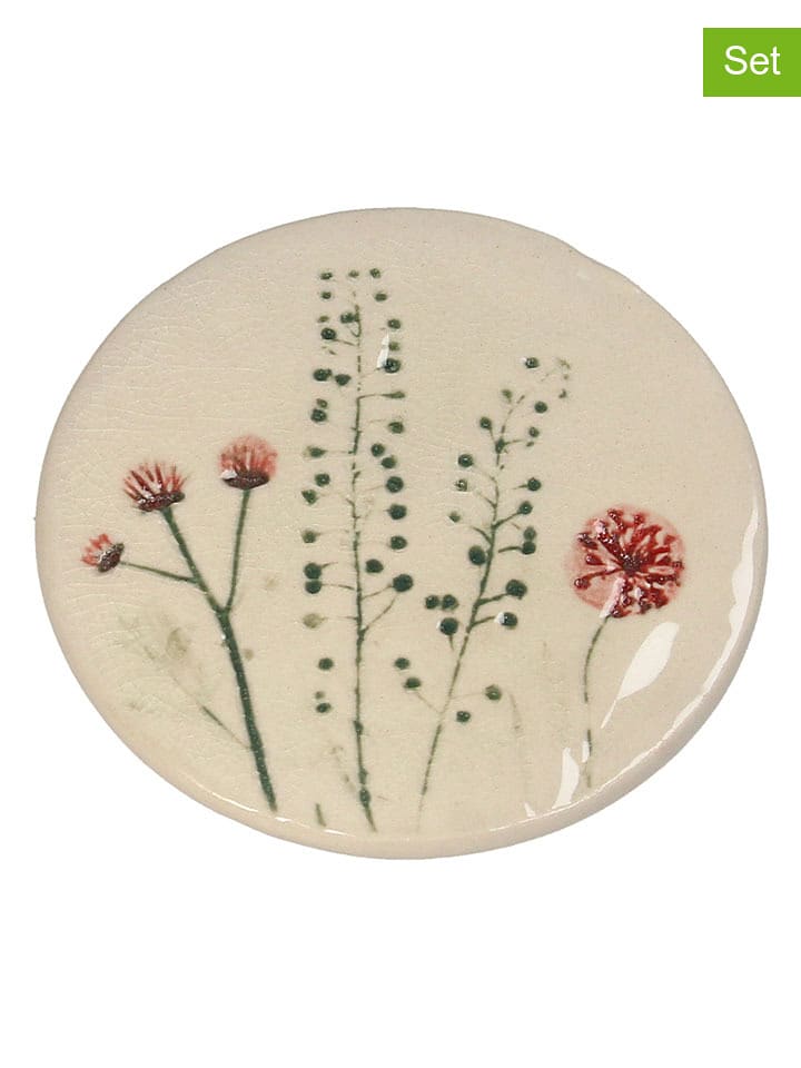 Kersten 2er-Set: Untersetzer ''Field Flower'' in Beige - Ø 10,2 cm - onesize