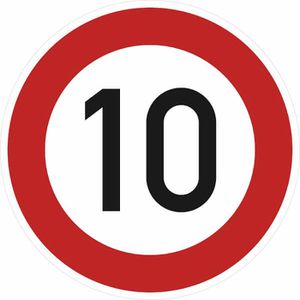SafetyMarking Verkehrsschild StVO zugelassen, 42 cm, VZ 274-10, RA1/C, Höchstgeschwindigkeit 10 km/h