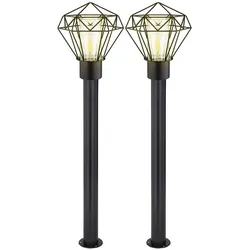 Wegelampe Terrassenlampe Außenleuchte Industriell Stehlampe schwarz Edelstahl Sockelleuchte, 1x E27, LxH 22,5x100 cm, 2er Set