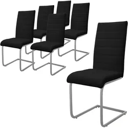 ML-Design Esszimmerstühle 6er Set Schwarz Kunstleder Schwingstuhl Freischwinger mit hoher Rückenlehne Polsterstuhl Esstisch