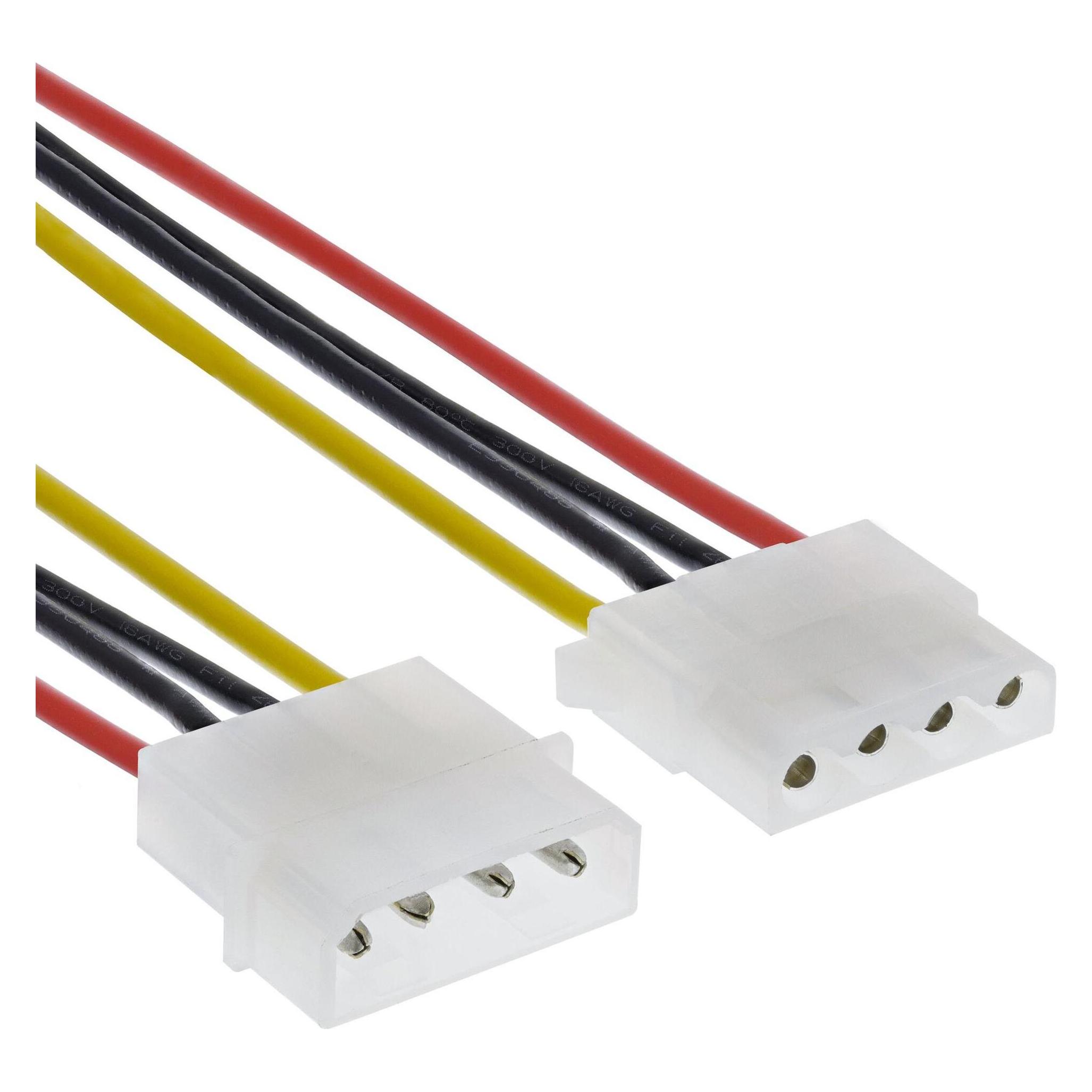 InLine 4polige Stromkabelverlängerung (100 cm, 4 pin Molex) (29650D)