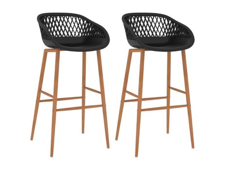 UNIQUE*NEW Lot de 2 Tabourets de bar - Chaise haute Style Contemporain - 2 pcs Noir - 92019