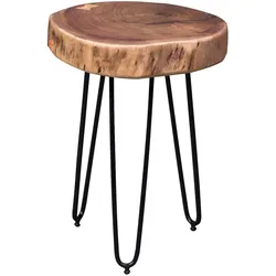 FineBuy Massivholz Akazie Beistelltisch 35 x 35 cm Wohnzimmertisch Massiv