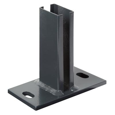 Pfostenträger ALBERTS, grau, B:8cm, Stahl, Bodenanker, für Zaunpfosten 60x40 mm für Doppelstabmatten, Platte 150x80 mm