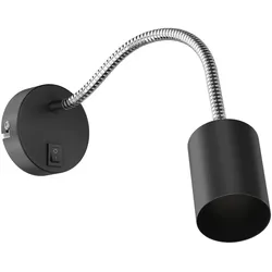ledscom.de Leselampe/Wandleuchte WAIKA, Schwanenhals, Schalter, schwarz matt, 1x GU10 max. 60W