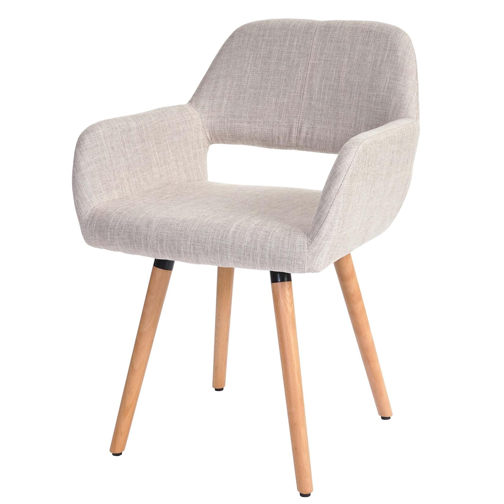 Esszimmerstuhl MCW-A50 II, Stuhl Küchenstuhl, Retro 50er Jahre Design ~ Textil, creme/grau