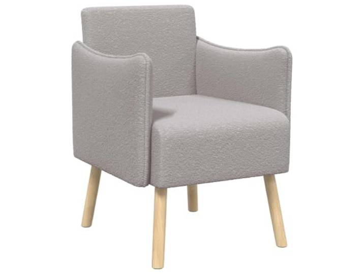 KDVXBCQJH Akzentstuhl Hellgrau Bouclé Polstersessel Massivholz Gemütlicher Lounge-Stuhl aus weichem Bouclé-Stoff mit Armlehne für Wohnzimmer und Schlafzimmer, belastbar bis 110 kg.