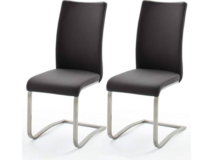 möbelando Esszimmerstuhl >Muvo II< (2er Set) in Schwarz aus Echtleder - 43x103x52 (BxHxT)