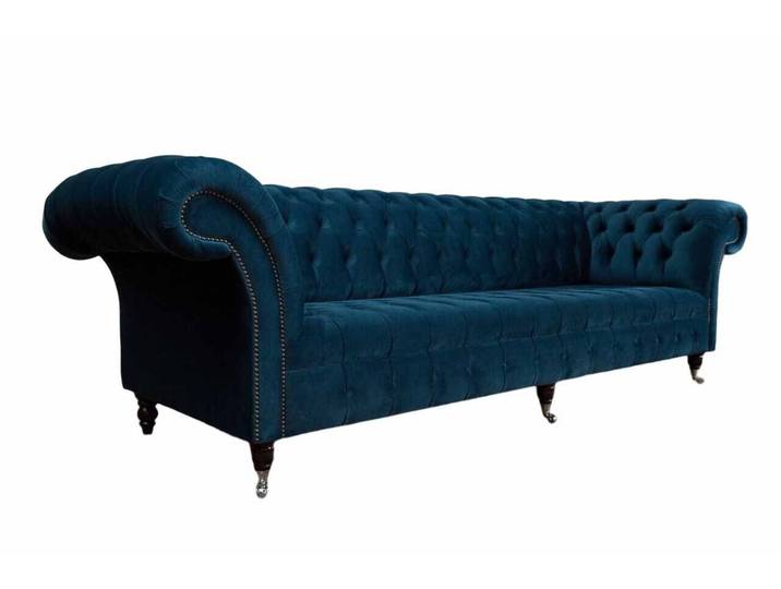 Xlmoebel Chesterfield-Sofa Design Luxus 4-Sitzer Sofa Couch Polster Möbel Blau, 4-Sitzer 1 Teile, Made in Europa
