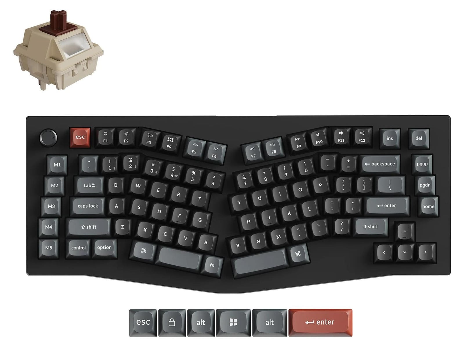 Keychron V10 Ultra 8K Draadloos Mechanisch Toetsenbord QWERTY US Zwart met Keychron Silk POM Brown Schakelaars