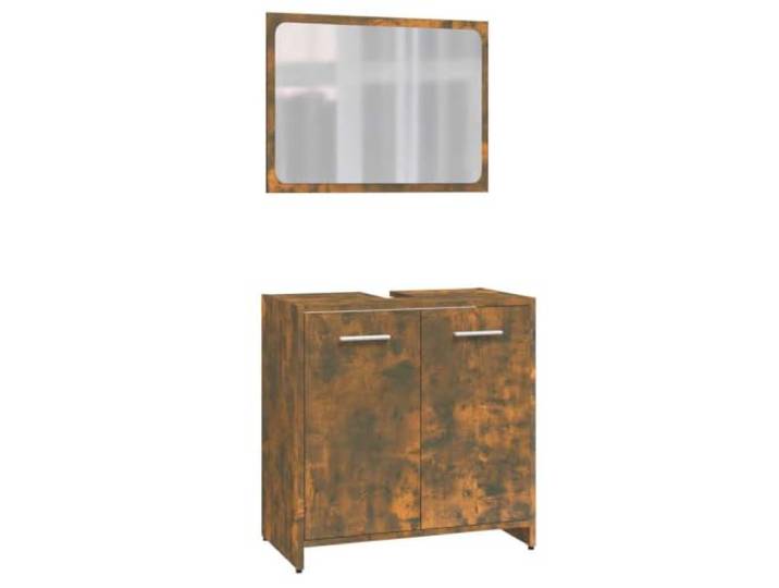 Makastle Badmöbel-Set Räuchereiche, Schrank 60x33x61 cm