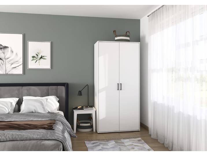 Drehtürenschrank Voyager 93cm Weiß/Alpinweiß Premium